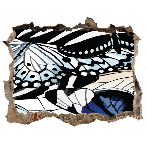 Wandfolien Loch in der Wand Schmetterlinge in einer farbenfrohen Komposition