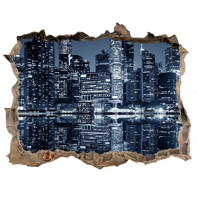 Wandtattoos Mauerdurchbruch Die Stadt bei Nacht am Fluss