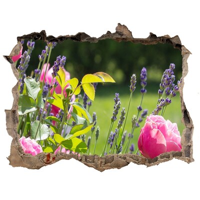 Wandfolien Loch in der Wand Ein Blumenparadies hinter der Mauer