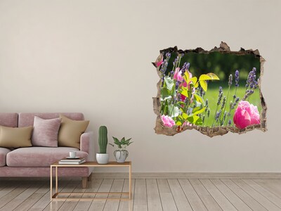 Wandfolien Loch in der Wand Ein Blumenparadies hinter der Mauer