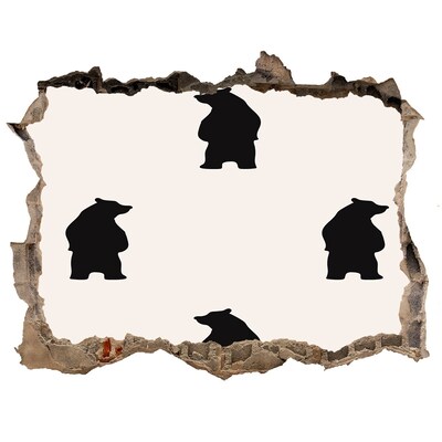Wandtattoos Mauerdurchbruch Schwarzbären vor einer verfallenen Mauer
