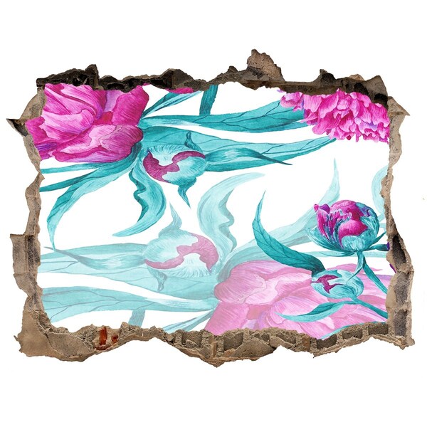 3D Wandtattoos Loch in der Wand Blumengarten hinter der Mauer