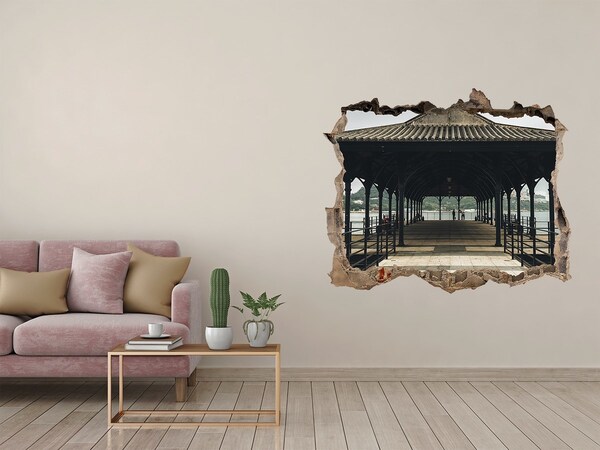 3D Wandsticker Loch Blick auf den Pier über das Wasser