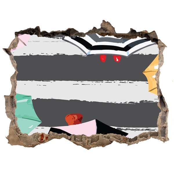 Wandtattoos Loch Geheimnisvoller Strand mit Sonnenschirmen