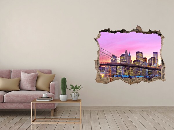 Wandtattoos Loch New Yorker Skyline bei Sonnenuntergang
