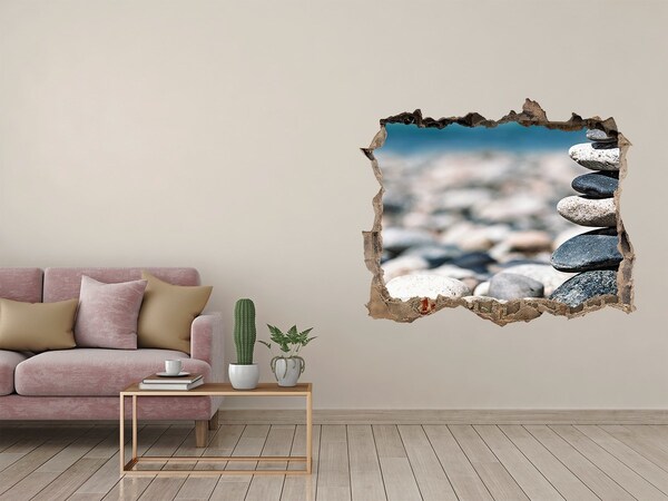 Wandfolien Loch in der Wand Steine ​​am Strand