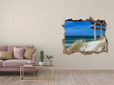 3D Wandtattoos Loch in der Wand Tropischer Strand mit Holzsteg
