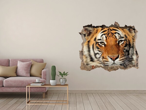 Wandtattoos Mauerdurchbruch Tiger in einem Loch in der Wand