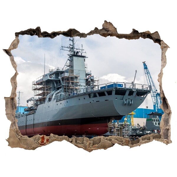 3D Wandtattoos Loch in der Wand Ein Schiff auf der Werft