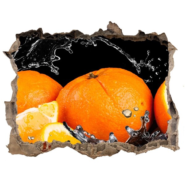 3D Wandsticker Loch Saftige Orangen in Wasser