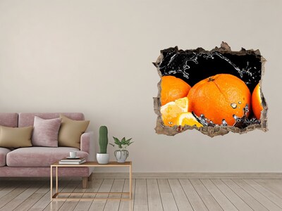 3D Wandsticker Loch Saftige Orangen in Wasser