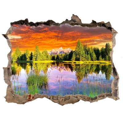 3D Wandsticker Loch Berglandschaft bei Sonnenuntergang