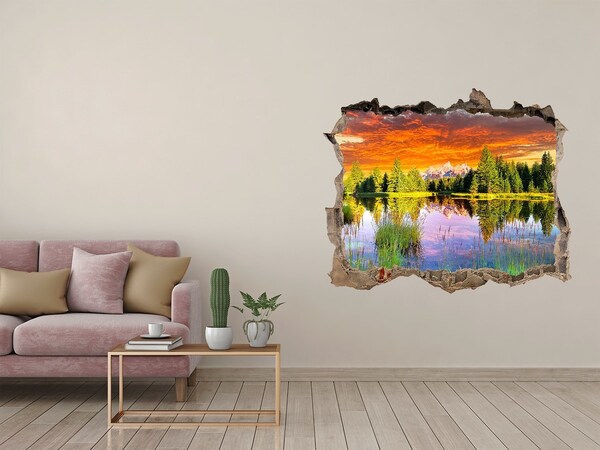 3D Wandsticker Loch Berglandschaft bei Sonnenuntergang