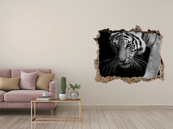 Wandtattoos Loch Tiger in einem Loch in der Wand