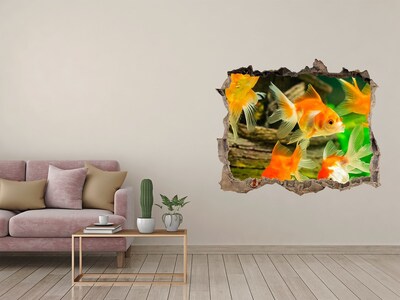 Wandfolien Loch in der Wand Goldfische in der Unterwasserwelt