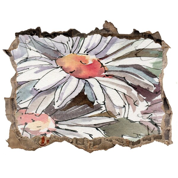 3D Wandsticker Loch Blumen aus Beton