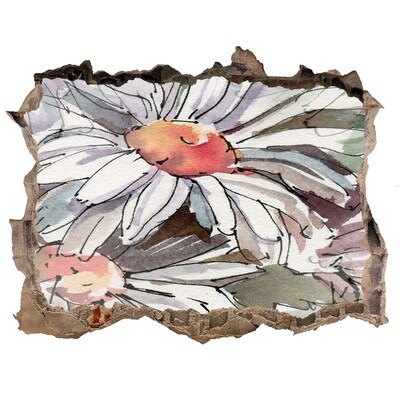 3D Wandsticker Loch Blumen aus Beton