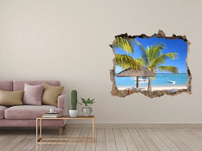 3D Wandtattoos Loch in der Wand Tropischer Strand mit Palmen