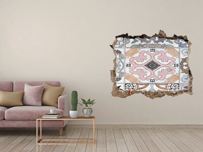 3D Wandtattoos Loch in der Wand Ein abgenutzter Boden mit bunten Fliesen