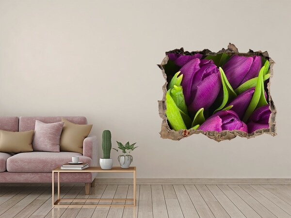 3D Wandsticker Loch Blumen aus Beton