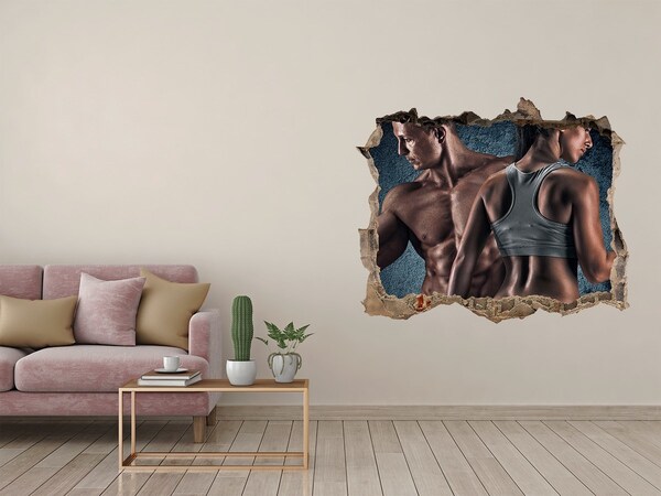 3D Wandsticker Loch Fitnessstudio in Aktion