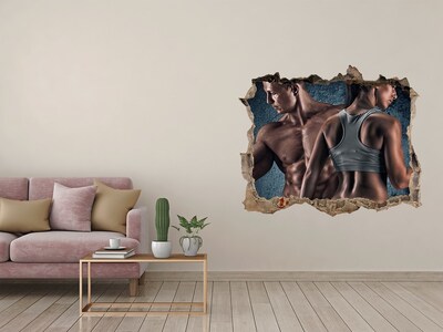 3D Wandsticker Loch Fitnessstudio in Aktion