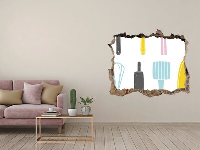 Wandtattoos Loch Küchenutensilien in einem Loch in der Wand