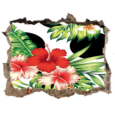 3D Wandtattoos Loch in der Wand Tropisches Paradies mit Blumen