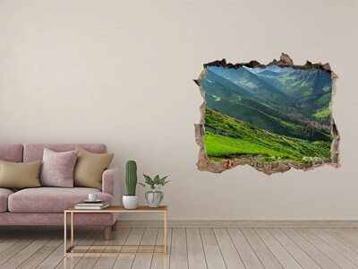Wandfolien Loch in der Wand Ein grünes Tal in den Bergen