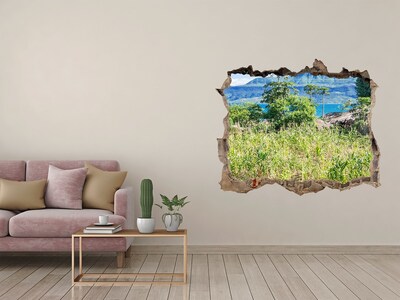 Wandtattoos Loch Tropische Landschaft hinter dem Loch in der Wand