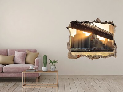 3D Wandtattoos Loch in der Wand Brücke im Sonnenuntergang