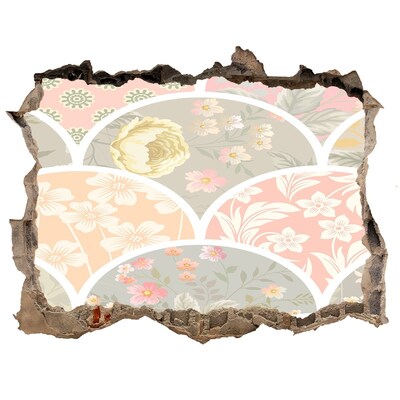 Wandtattoos Mauerdurchbruch Blumenmuster hinter einer beschädigten Wand