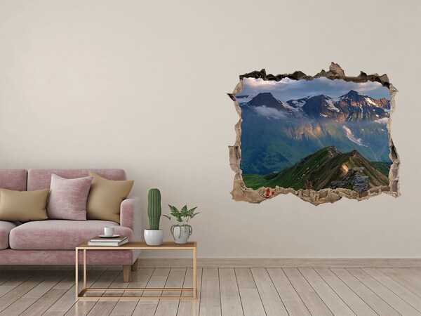 Wandtattoos Loch Berglandschaft hinter dem Loch in der Wand