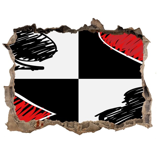 3D Wandtattoos Loch in der Wand Zerbrochene Mauer mit roten Akzenten