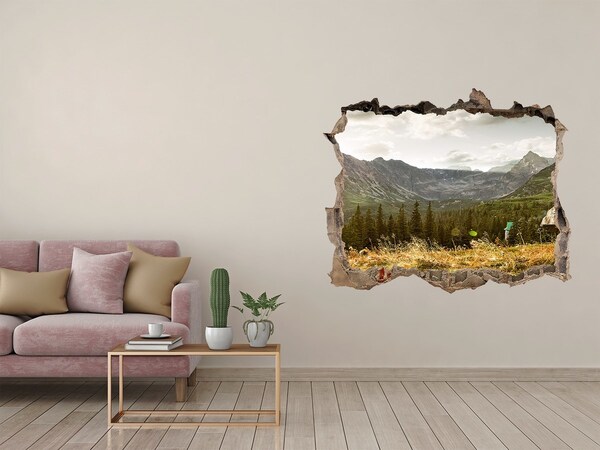 3D Wandsticker Loch Berglandschaft durch ein Loch in der Wand