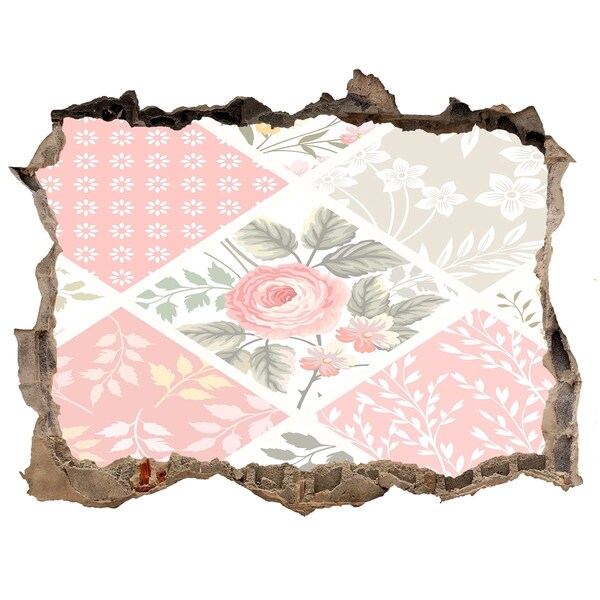 3D Wandtattoos Loch in der Wand Blumenmuster auf Betongrund