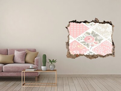 3D Wandtattoos Loch in der Wand Blumenmuster auf Betongrund