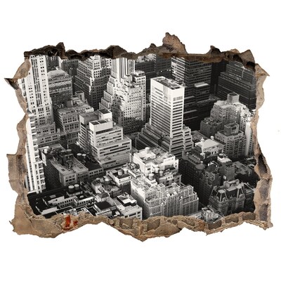 Wandtattoos Loch Blick auf den Großstadtdschungel