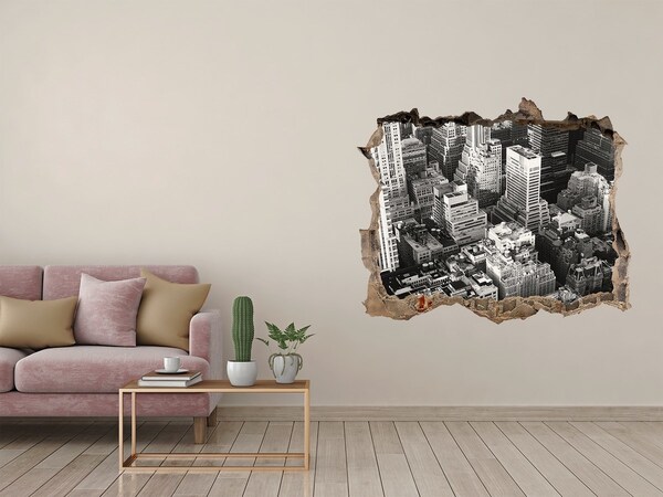 Wandtattoos Loch Blick auf den Großstadtdschungel