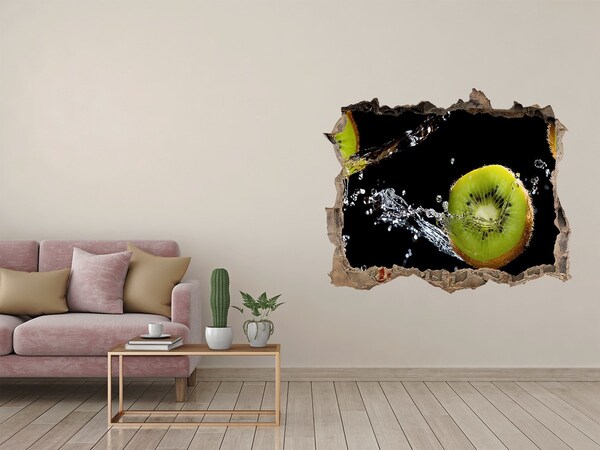 3D Wandsticker Loch Saftige Kiwi in Aktion