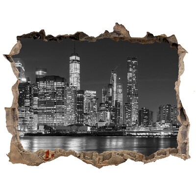 3D Wandsticker Loch New Yorker Skyline bei Nacht