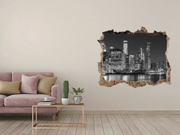 3D Wandsticker Loch New Yorker Skyline bei Nacht
