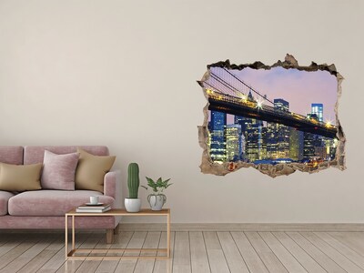 3D Wandtattoos Loch in der Wand Brooklyn Bridge bei Nacht