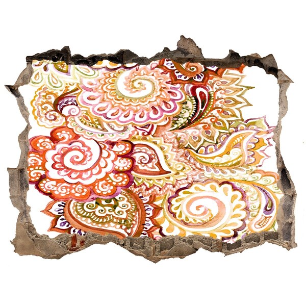 Wandfolien Loch in der Wand Farbenfrohe Muster auf Betongrund