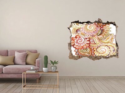 Wandfolien Loch in der Wand Farbenfrohe Muster auf Betongrund