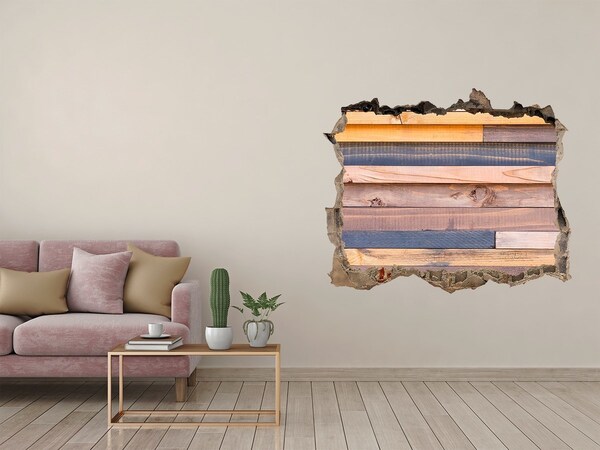 3D Wandsticker Loch Holzwand durch ein Loch