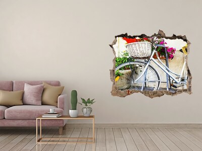 3D Wandtattoos Loch in der Wand Ein Fahrrad in einer Blumenlandschaft
