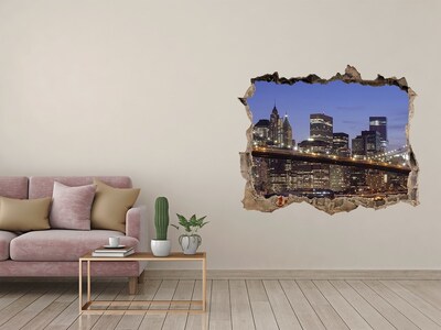 3D Wandtattoos Loch in der Wand Blick auf die Skyline von New York