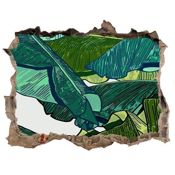 3D Wandsticker Loch Tropischer Garten mit Bananenblättern
