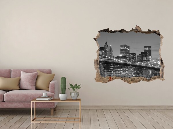3D Wandsticker Loch New Yorker Skyline bei Nacht